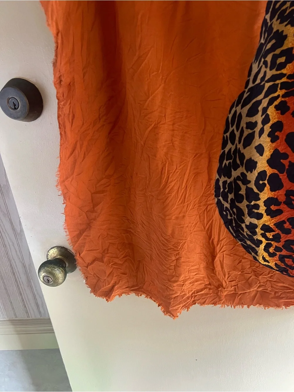 Vintage Gant Gaither Leopard Prin Scarf with Orange & Black Colorblocks
